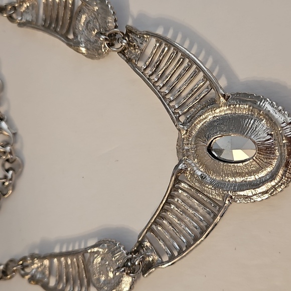 Silvertone with Large & Small Rhinestones on 18" Long Necklace - Picture 6 of 6